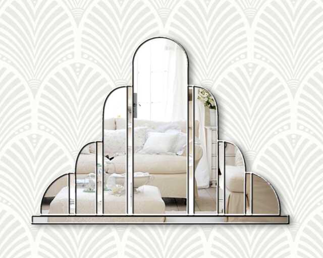 Turin Handmade Original Art Deco Over Mantle Wall Mirror in Silver - image 1
