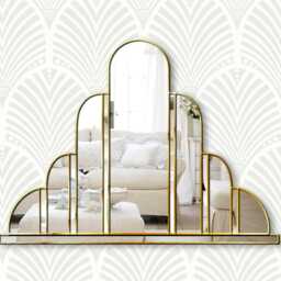 Turin Handmade Original Art Deco Over Mantle Wall Mirror in Silver - thumbnail 4