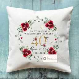 Personalised Ruby Wedding Anniversary Gift 1st 25 50 40 60 Silver Golden Diamond Floral Ceramic Small Vase Jug Mug - thumbnail 2