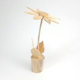 Hand Carved Linden Wood Flower, Shelf Decor - thumbnail 3