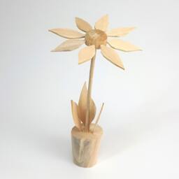 Hand Carved Linden Wood Flower, Shelf Decor - thumbnail 2