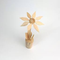 Hand Carved Linden Wood Flower, Shelf Decor - thumbnail 1