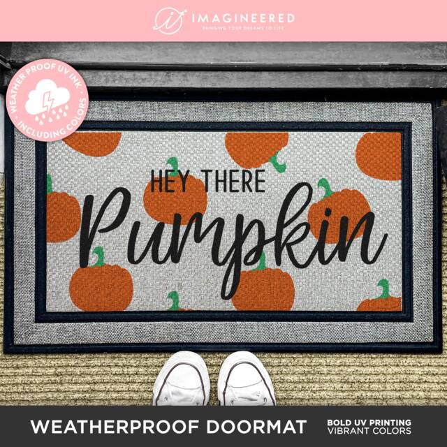 Fall Doormat - Porch Decor Hello Pumpkin Autumn Decoration Hey There - image 1