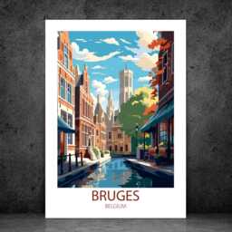 Bruges - Abstract Art Belgium Summer Wall Print Gift Idea Bespoke Poster A5 A4 A3 Framed Or Unframed - thumbnail 3