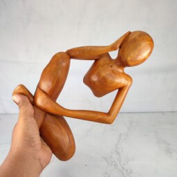 Handmade Jempinis Wood Thinker Statue, 30cm High - thumbnail 4