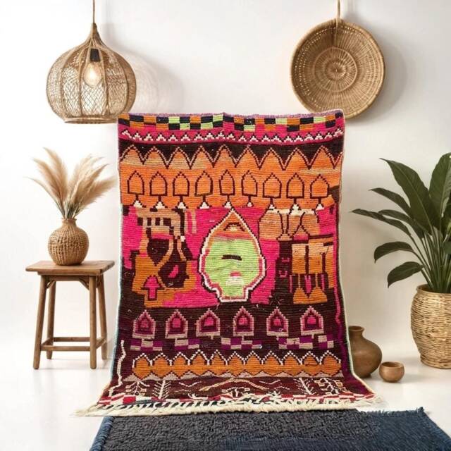 Handmade Wool Moroccan Rug Colorful Berber Shag Rug - image 1