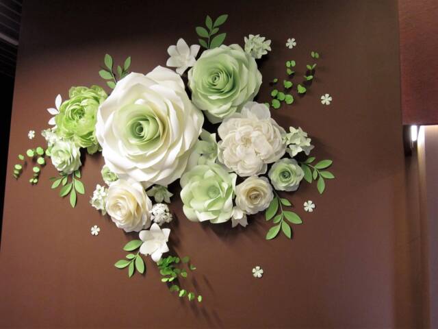 Giant Crepe Paper Flower Set, Wall Decor, Wedding Backdrop - image 1