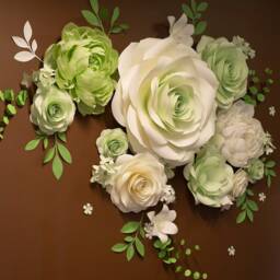 Giant Crepe Paper Flower Set, Wall Decor, Wedding Backdrop - thumbnail 2