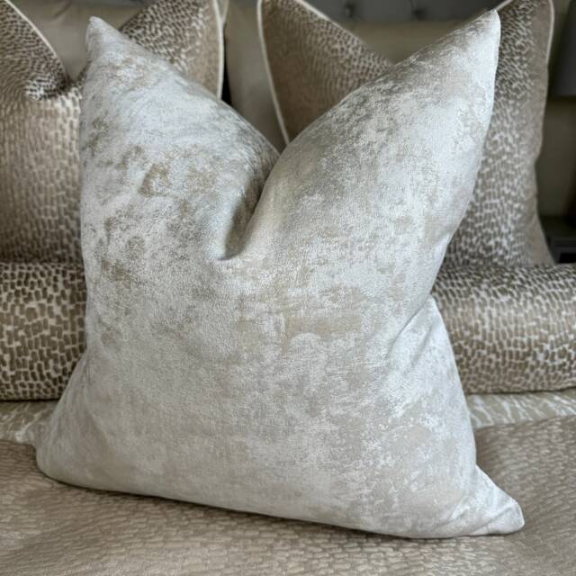 Luxury Cushion Cover, Champagne Pillow Marble Throw Pillow Cover, Ivory Beige Cushion Designer Cover For Sofa Or Bed - image 1