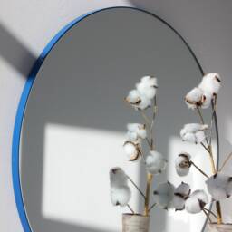 Orbis??? Round Modern Mirror With Blue Frame - Large, Xl - thumbnail 3