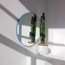 Orbis??? Round Modern Mirror With Blue Frame - Large, Xl - thumbnail 2