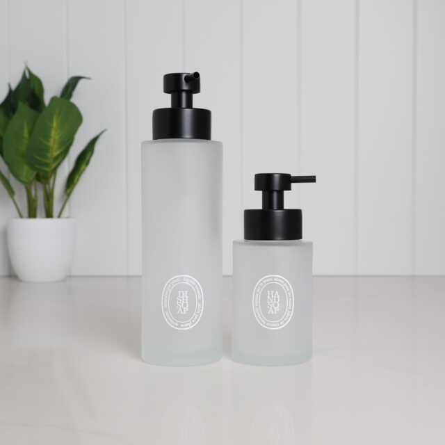 Frosted Glass Soap Dispenser With White Oval Label, Choose 250Ml Or 500Ml Size & Custom Text, Eco Bathroom Kitchen Gift For Her - image 1