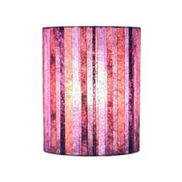 Banana Paper Table Lamp Purple Stripes Lampshade Touch Base, Handmade Sustainable Lighting - thumbnail 3