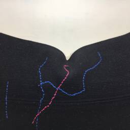 Vintage Turkish Kilim Pillow, Black Embroidered Lumbar Cushion - 16x24 - thumbnail 2