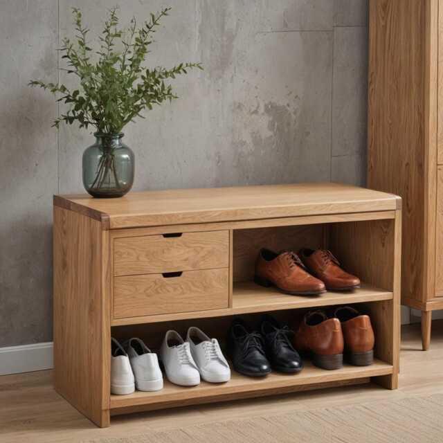 Shoe Rack Bench, Solid Oak Shoe With Seat, Rack, Sideboard, Console Table, Lowboard - image 1