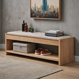 Shoe Rack Bench, Solid Oak Shoe With Seat, Rack, Sideboard, Console Table, Lowboard - thumbnail 3