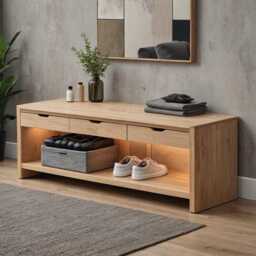 Shoe Rack Bench, Solid Oak Shoe With Seat, Rack, Sideboard, Console Table, Lowboard - thumbnail 2