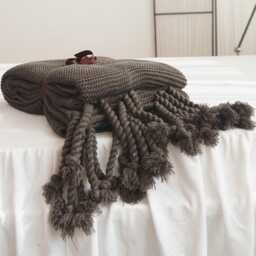 Ribbed Knit Cotton Throw Blanket With Gift Tie - thumbnail 4