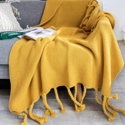 Ribbed Knit Cotton Throw Blanket With Gift Tie - thumbnail 3