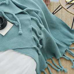 Ribbed Knit Cotton Throw Blanket With Gift Tie - thumbnail 2