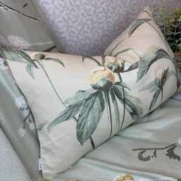 Handmade Green Floral Cushion Cover - Spring Home Decor Accent Decorative Throw Pillow Cover - thumbnail 1