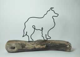 Handmade Wire Sheltie Sculpture On Driftwood, Personalised Dog Lover Gift