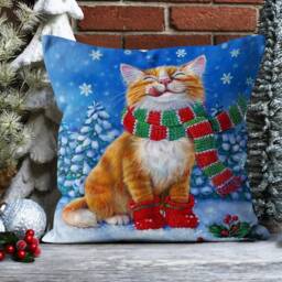 Cute Snowman Decoration/Christmas Tree & Snowflake Pillow Cover/Snowman Cushion Cover/Gift For Family/Christmas Gift, Sofa Cushions - thumbnail 2