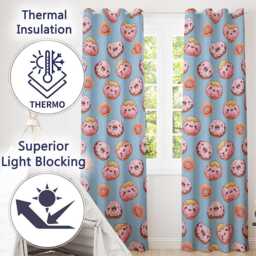 Cute Kawaii Donuts With Pink Icing Sky Blue Background Seamless Pattern Readymade Eyelet Ring Top Thermal 100% Blackout Curtains - thumbnail 3