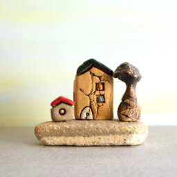 Miniature Ceramic House Sculpture, Rustic Home Decor, Housewarming Gift