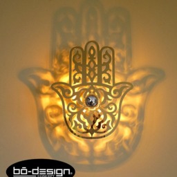 Hamsa, Oriental Lighting Wall, 50/60/70 cm, Silver Mirror, 110V, Lighting Designer, Oriental Lamp, Hamsa Light, D??co Wall Oriental, Lighting, Light - thumbnail 2