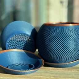 Modern Blue Planter With Copper Accents & Drip Tray - thumbnail 3
