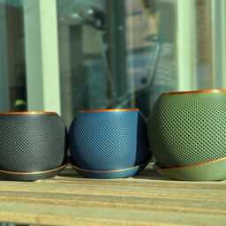 Modern Blue Planter With Copper Accents & Drip Tray - thumbnail 4