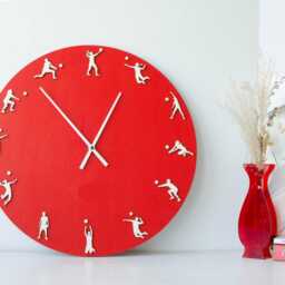 Volleyball Wood Wall Clock Handmade Sports Decor - thumbnail 2