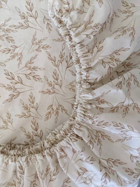 Cream Floral Fitted Crib Sheet Neutral Cotton Bassinet Sheet - image 1