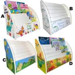 Personalised Dinosaur Bookcase For Kids - Custom Dino Bookshelf Front-Facing 2 Sizes Fully Assembled UK Made - thumbnail 3