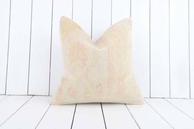 Turkish Kilim Pillow Cover 16x16, Bohemian Chic Wool Accent - image 1