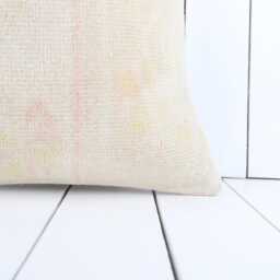 Turkish Kilim Pillow Cover 16x16, Bohemian Chic Wool Accent - thumbnail 2
