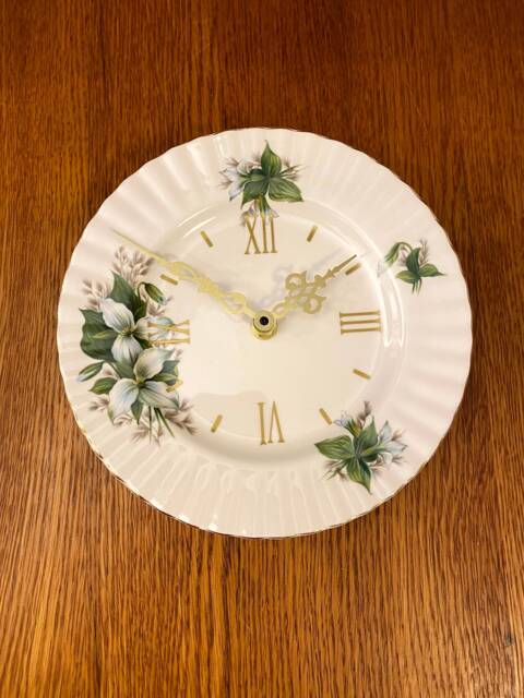 Royal Albert Trillium Wall Clock Upcycled Salad Plate, 8 - image 1