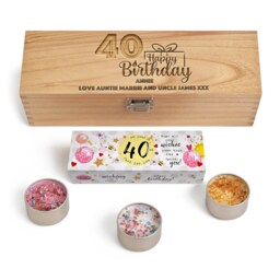 Personalised Birthday Candle Set, Birthday Gift, 3 Crystal Candles Scented in Engraved Wooden Box Bespoke Present 30Th 40Th 50Th - thumbnail 3