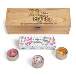 Personalised Birthday Candle Set, Birthday Gift, 3 Crystal Candles Scented in Engraved Wooden Box Bespoke Present 30Th 40Th 50Th - thumbnail 2