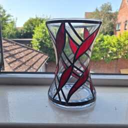 Colourful Stained Glass Vase. Suncatcher Handmade. Decor, Decorative Red & Texturedobscure. Unique Gift. Dec - thumbnail 3