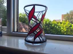 Colourful Stained Glass Vase. Suncatcher Handmade. Decor, Decorative Red & Texturedobscure. Unique Gift. Dec - thumbnail 1