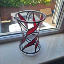 Colourful Stained Glass Vase. Suncatcher Handmade. Decor, Decorative Red & Texturedobscure. Unique Gift. Dec - thumbnail 2
