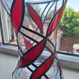 Colourful Stained Glass Vase. Suncatcher Handmade. Decor, Decorative Red & Texturedobscure. Unique Gift. Dec - thumbnail 4