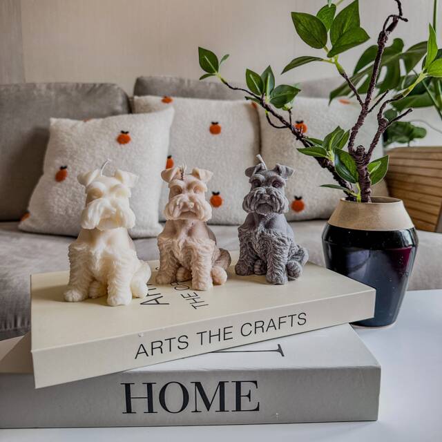 3D Schnauzer Dog Candle - Soy Wax Handmade Home Decor Scented Perfect Gift Present Pet Lovers - image 1