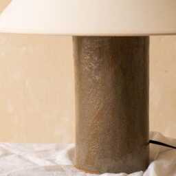 Handmade Ceramic Table Lamp, A Lighting & Decorative Object. Green Brown Base White Canvas Shade - thumbnail 2