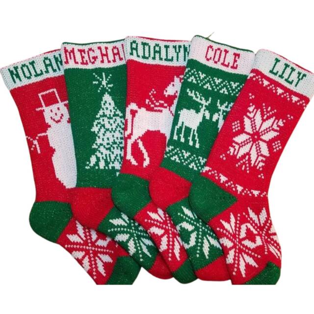 Personalized Christmas Stocking 24 Inch, Custom Stocking, Knitted Home Made, Traditional Style - image 1