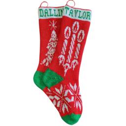 Personalized Christmas Stocking 24 Inch, Custom Stocking, Knitted Home Made, Traditional Style - thumbnail 3