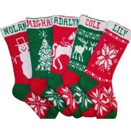 Personalized Christmas Stocking 24 Inch, Custom Stocking, Knitted Home Made, Traditional Style