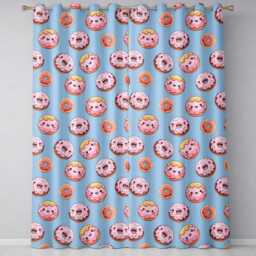 Cute Kawaii Donuts Blue Background Sweet Dessert Seamless Pattern Readymade Eyelet Ring Top Thermal 100% Blackout Curtains - thumbnail 2